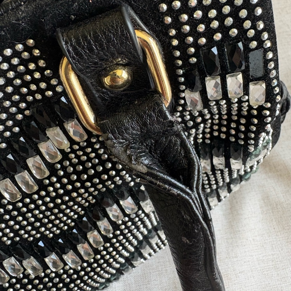Black and Silver Sparkle with Gold Accent Handbag - Picture 4 of 9